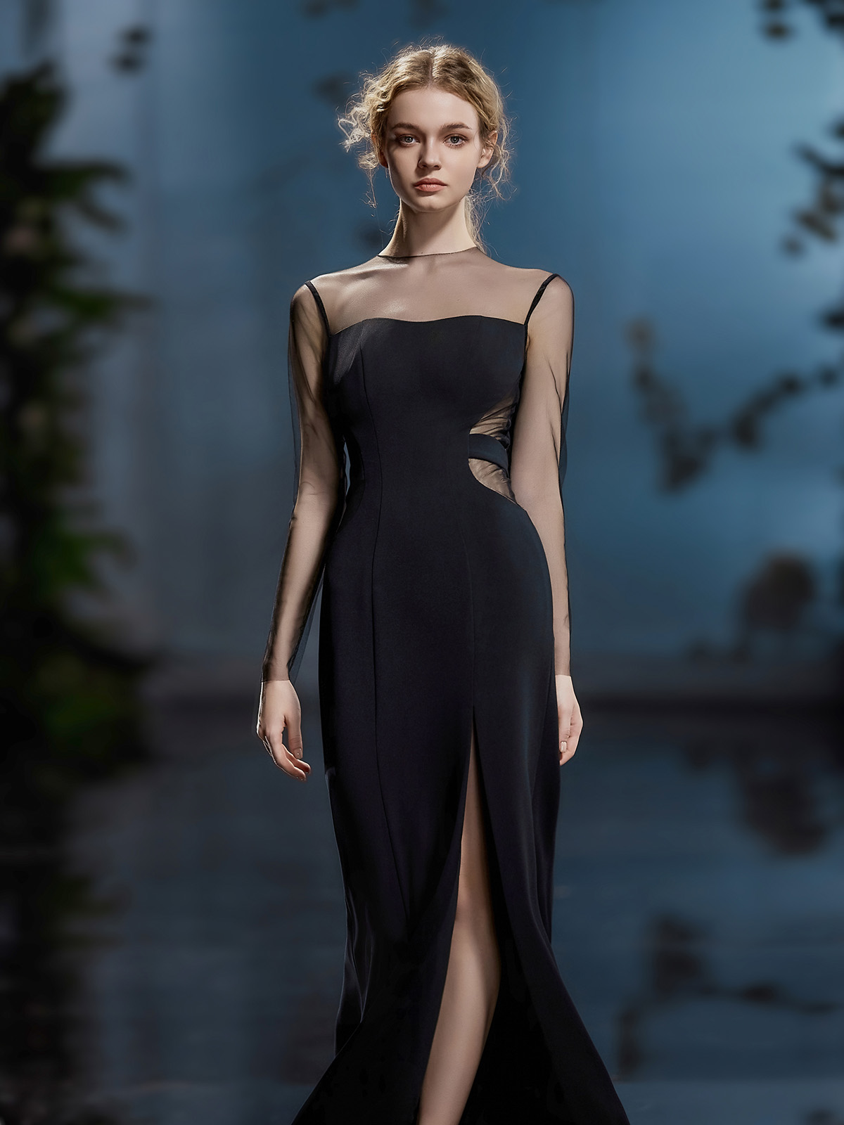 Strapless Dress with Flower Embellishments